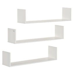 HOMCOM Set of 3 Wooden Floating Shelves Wall Mount CD Storage White