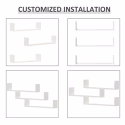 HOMCOM Set of 3 Wooden Floating Shelves Wall Mount CD Storage White - Additional view 7