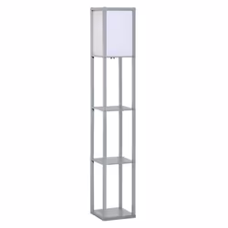 HOMCOM Floor Lamp Reading Lamp with 3-Tier Storage Shelf for Home Office Grey