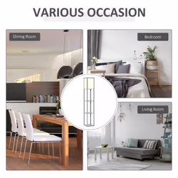 HOMCOM Floor Lamp Reading Lamp with 3-Tier Storage Shelf for Home Office Grey - Additional view 4