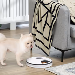 PawHut Pet Feeder w/ Digital Timer Six-Meal Food Dispenser Trays White