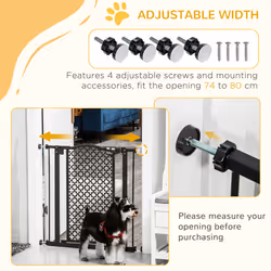 PawHut 74-80 cm Pet Safety Gate Pressure Fit Stair with Double Locking, Black - Additional view 4