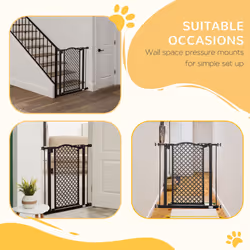 PawHut 74-80 cm Pet Safety Gate Pressure Fit Stair with Double Locking, Black - Additional view 5