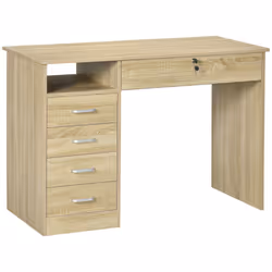 HOMCOM Computer Desk Writing Desk with Five Drawers for Home Office Oak - Additional view 7