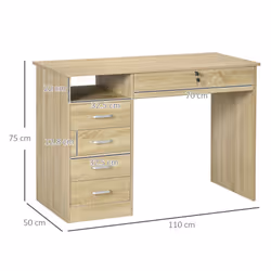 HOMCOM Computer Desk Writing Desk with Five Drawers for Home Office Oak - Additional view 8