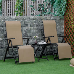 Outsunny Outdoor Sun Recliner Loungers with Adjustable Footrest, Beige