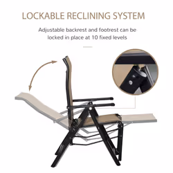Outsunny Outdoor Sun Recliner Loungers with Adjustable Footrest, Beige