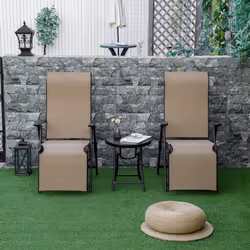 Outsunny Outdoor Sun Recliner Loungers with Adjustable Footrest, Beige - Additional view 5