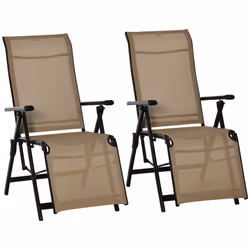 Outsunny Outdoor Sun Recliner Loungers with Adjustable Footrest, Beige - Additional view 8