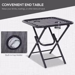 Outsunny 3PC Zero Gravity Chairs Sun Lounger Table Set W/ Cup Holders Light Grey