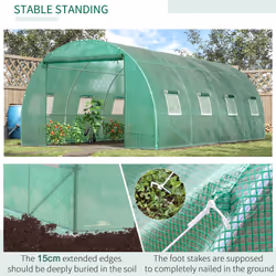 Outsunny 6 x 3M Polytunnel Walk-in Garden Greenhouse with Zip Door and Windows