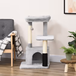PawHut Cat Tree Climbing Activity Center w/ Scratching Massage Toy Hanging Ball - Additional view 7