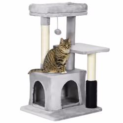 PawHut Cat Tree Climbing Activity Center w/ Scratching Massage Toy Hanging Ball - Additional view 8