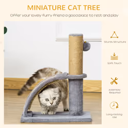 PawHut Cat Tree Activity Center with Scratching Massage Board Hanging Ball
