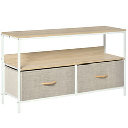 HOMCOM TV Cabinet, TV Console Unit w/ 2 Foldable Drawers Light Grey