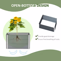 Outsunny Raised Garden Bed Metal Planter Box for Vegetables Flower Grows, Grey