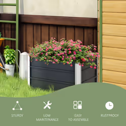 Outsunny Raised Garden Bed Metal Planter Box for Vegetables Flower Grows, Grey - Additional view 4