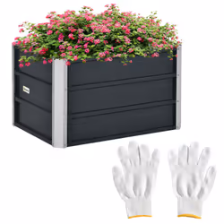 Outsunny Raised Garden Bed Metal Planter Box for Vegetables Flower Grows, Grey - Additional view 8