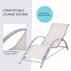 Outsunny 3 Pieces Lounge Chair Set Garden Sunbathing Chair w/ Table Cream