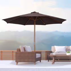 Outsunny 3(m) Wooden Garden Parasol Sun Shade Outdoor Umbrella Canopy Coffee