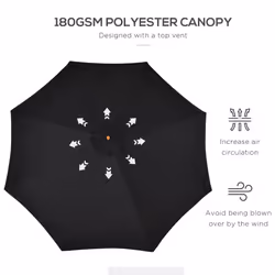 Outsunny 3(m) Wooden Garden Parasol Sun Shade Outdoor Umbrella Canopy Black