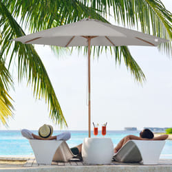 Outsunny 3(m) Wooden Garden Parasol Sun Shade Outdoor Umbrella Canopy Grey