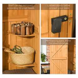 Outsunny Wooden Garden Storage Shed Tool Storage Box, 77 x 54 x 179 cm, Brown - Additional view 4