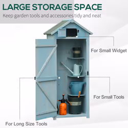 Outsunny Wooden Garden Storage Shed Tool Storage Box, 77 x 54 x 179 cm, Blue