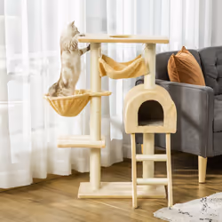PawHut Cat Tree for Indoor Cats Scratching Post w/ Hammock House Bed Basket