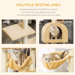 PawHut Cat Tree for Indoor Cats Scratching Post w/ Hammock House Bed Basket
