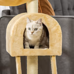 PawHut Cat Tree for Indoor Cats Scratching Post w/ Hammock House Bed Basket - Additional view 7