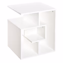 HOMCOM 3-Tier Side Table Coffee Table with Open Storage Shelves White