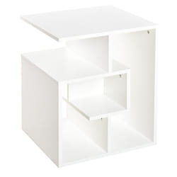 HOMCOM 3-Tier Side Table Coffee Table with Open Storage Shelves White