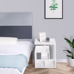 HOMCOM 3-Tier Side Table Coffee Table with Open Storage Shelves White