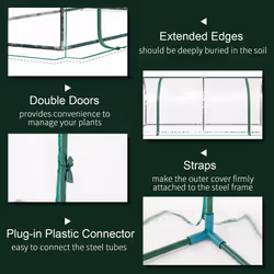 Outsunny Tunnel Greenhouse Grow House Steel Frame PVC Clear 200x100x80 cm