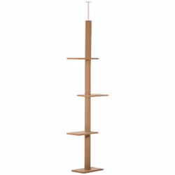 PawHut 260cm Floor To Ceiling Cat Tree Kitten Tower w/ Adjustable Height - Brown - Additional view 8