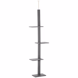 PawHut 260cm Floor To Ceiling Cat Tree Kitten Tower w/ Adjustable Height - Grey - Additional view 8