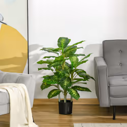 HOMCOM Artificial Evergreen Tree Fake Plant in Pot Indoor Decor