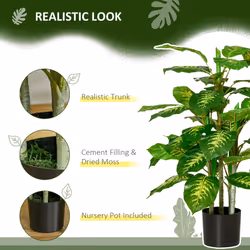 HOMCOM Artificial Evergreen Tree Fake Plant in Pot Indoor Decor