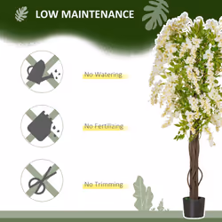 HOMCOM Artificial Realistic White Wisteria Tree Faux Plant for Indoor DÃ©cor