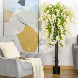 HOMCOM Artificial Realistic White Wisteria Tree Faux Plant for Indoor DÃ©cor - Additional view 7