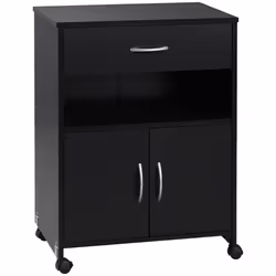 Vinsetto Mobile Printer Stand w/ Storage Shelf Universal Wheels Black