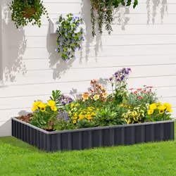 Outsunny Metal Raised Garden Bed No Bottom DIY Large Planter Box w/ Gloves