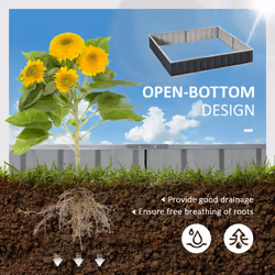 Outsunny Metal Raised Garden Bed No Bottom DIY Large Planter Box w/ Gloves