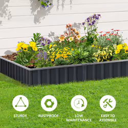 Outsunny Metal Raised Garden Bed No Bottom DIY Large Planter Box w/ Gloves - Additional view 5