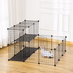 PawHut Pet Playpen DIY Small Animal Cage for Rabbit Ferret Chinchilla - Black