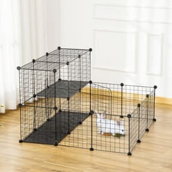 PawHut Pet Playpen DIY Small Animal Cage for Rabbit Ferret Chinchilla - Black