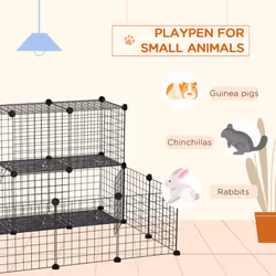 PawHut Pet Playpen DIY Small Animal Cage for Rabbit Ferret Chinchilla - Black