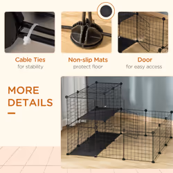 PawHut Pet Playpen DIY Small Animal Cage for Rabbit Ferret Chinchilla - Black - Additional view 5