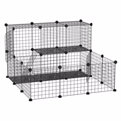 PawHut Pet Playpen DIY Small Animal Cage for Rabbit Ferret Chinchilla - Black - Additional view 8